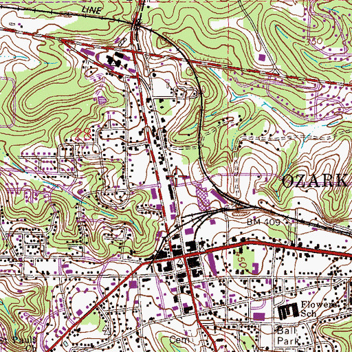 Topographic Map of Dowling Fire Station, AL