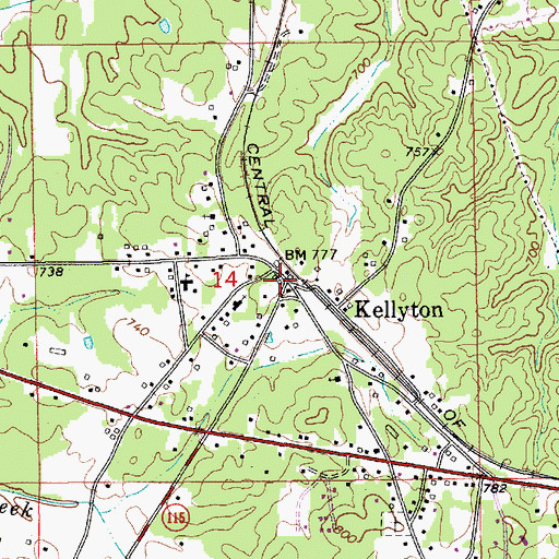 Topographic Map of Kellyton Volunteer Fire and Rescue, AL