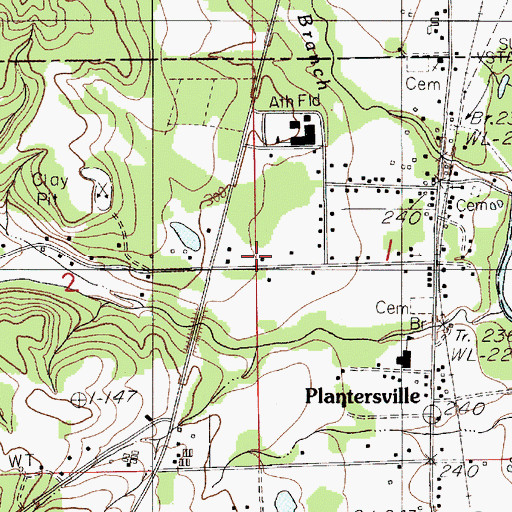 Topographic Map of Plantersville Volunteer Fire Department, AL