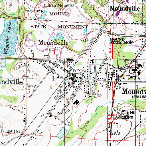 Topographic Map of Moundville Volunteer Fire Department, AL