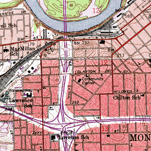 Topographic Map of Montgomery Fire Department Station 2, AL