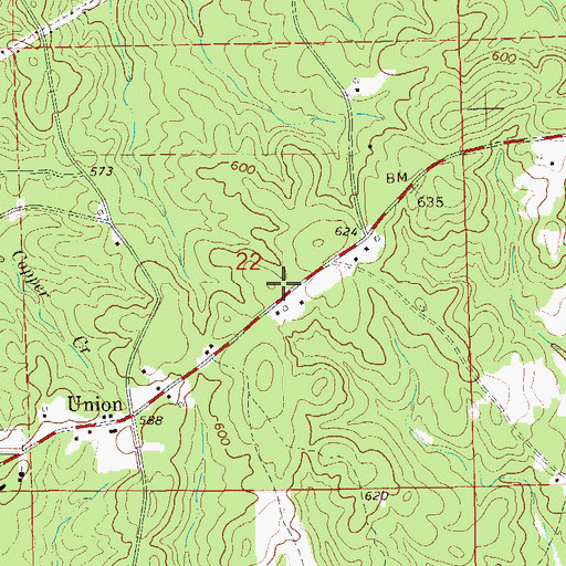 Topographic Map of Union Volunteer Fire and Rescue Department, AL
