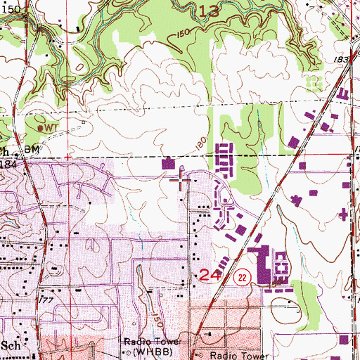 Topographic Map of Selma Fire Department Station 5, AL