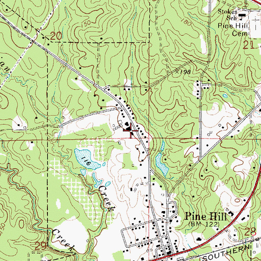 Topographic Map of Pine Hill Volunteer Fire Department, AL