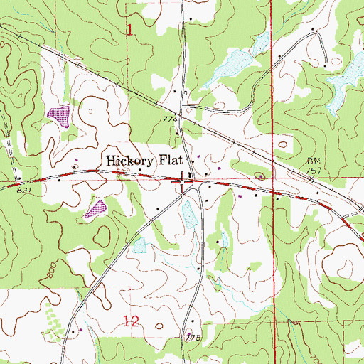 Topographic Map of Standing Rock Volunteer Fire Department Station 2, AL