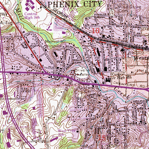 Topographic Map of Phenix City Fire Department Station 1, AL