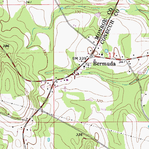 Topographic Map of Bermuda Volunteer Fire Department, AL