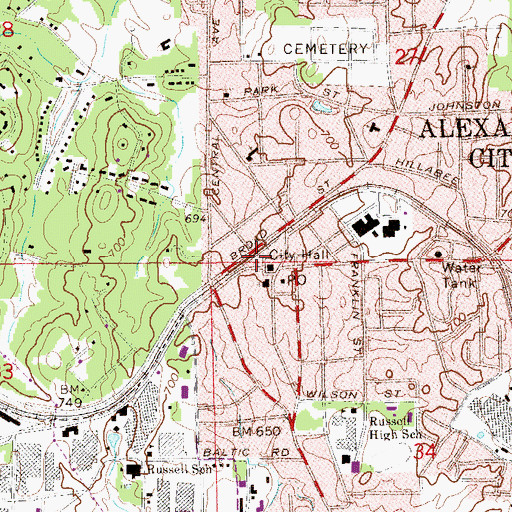 Topographic Map of Alexander City Fire Department Station 1, AL
