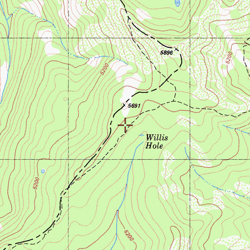 Topographic Map of Willis Hole, CA