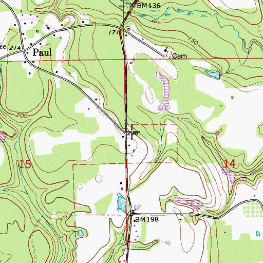 Topographic Map of Paul Volunteer Fire Department, AL