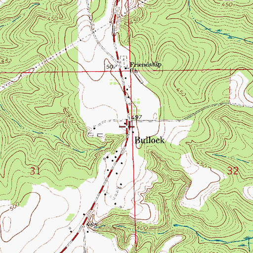 Topographic Map of Bullock Volunteer Fire Department, AL