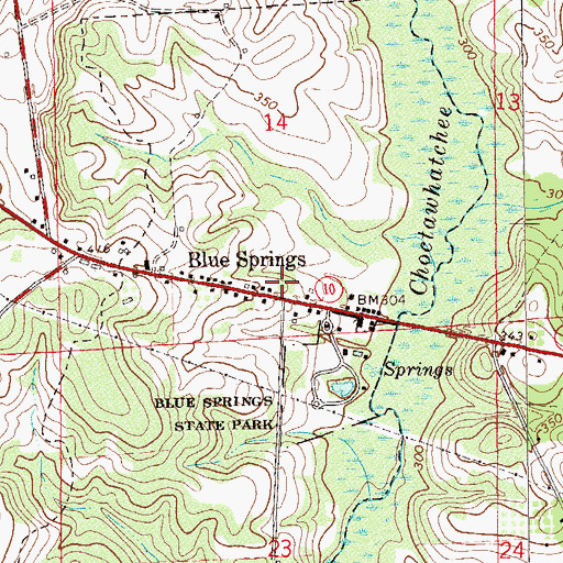 Topographic Map of Blue Springs Volunteer Fire Department, AL