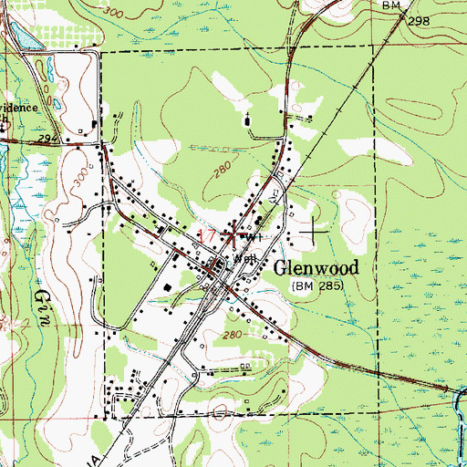 Topographic Map of Glenwood Volunteer Fire Department, AL
