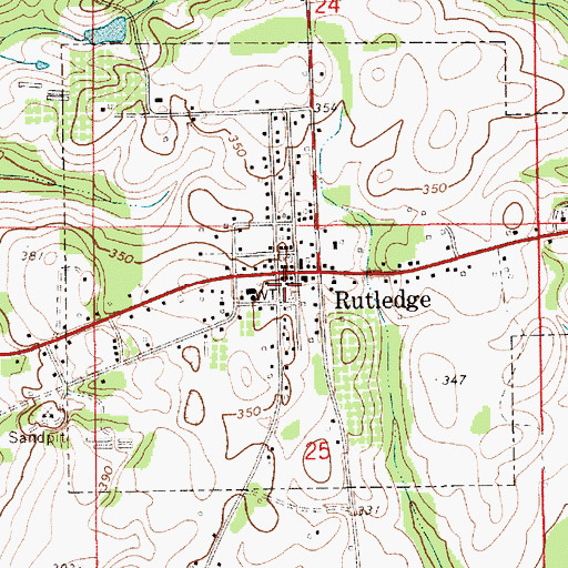 Topographic Map of Rutledge Volunteer Fire Department, AL
