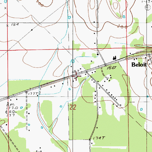 Topographic Map of Beloit Volunteer Fire Department, AL