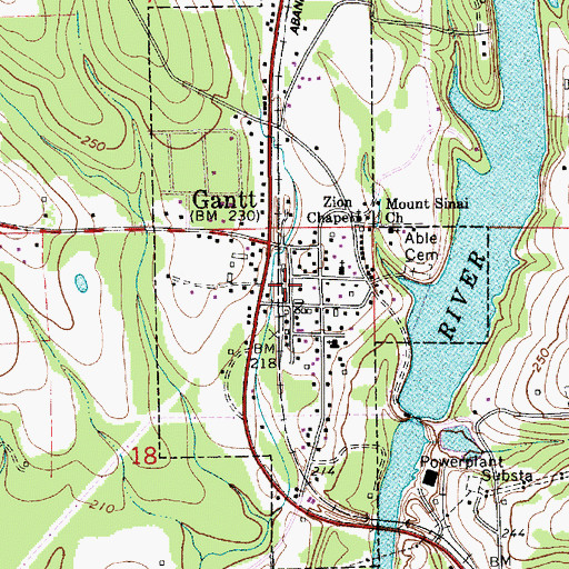 Topographic Map of Gantt Area Rescue Squad, AL