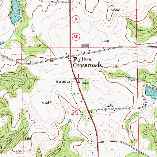 Topographic Map of Fullers Cross Roads Fire Department, AL