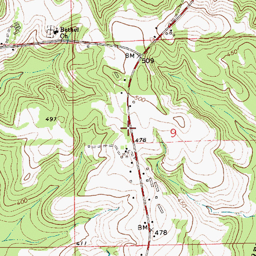 Topographic Map of Spring Creek Volunteer Fire Department, AL