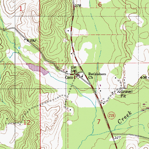 Topographic Map of Pinetucky Volunteer Fire Department, AL
