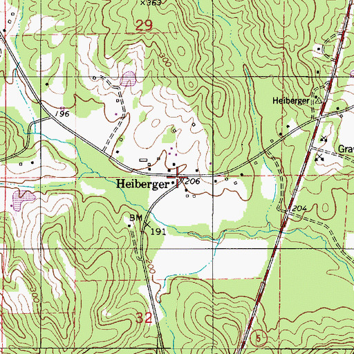 Topographic Map of Heiberger Volunteer Fire Department, AL