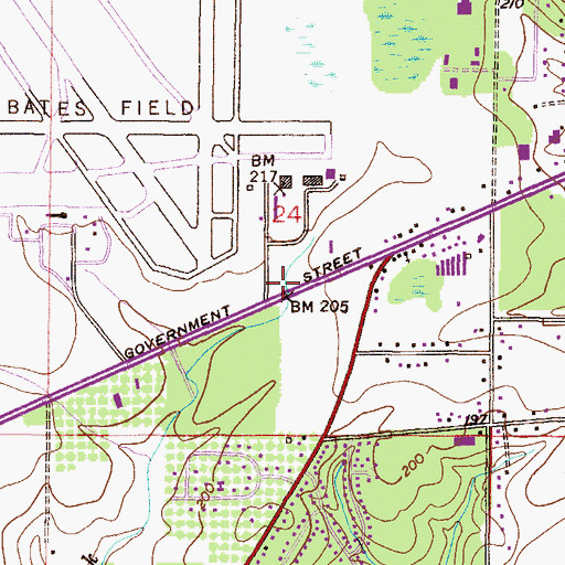 Topographic Map of Mobile Fire Rescue Department Station 29, AL