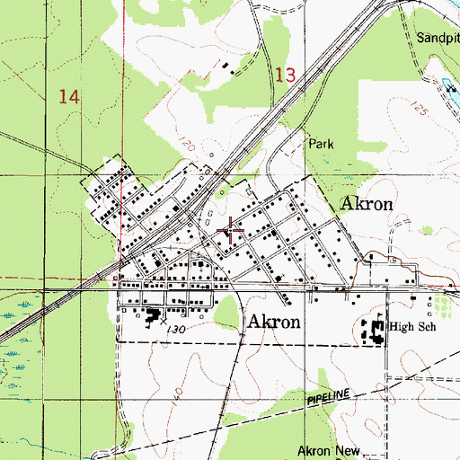 Topographic Map of Akron Volunteer Fire Department, AL