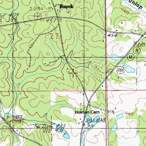 Topographic Map of Buyck Volunteer Fire Department Station 2, AL