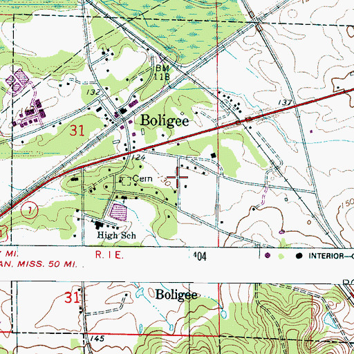 Topographic Map of Boligee Volunteer Fire Department, AL