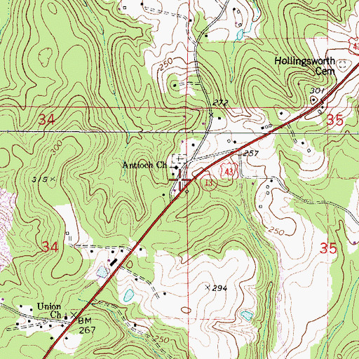Topographic Map of Antioch Fire Department, AL