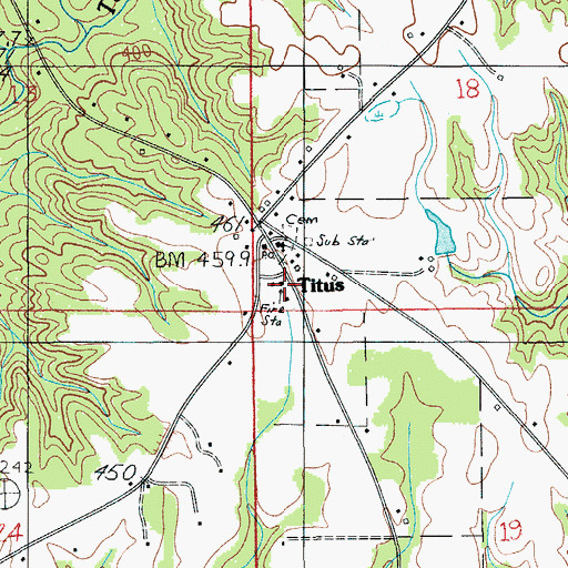 Topographic Map of Titus Volunteer Fire Department Station 1, AL