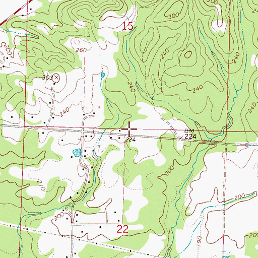 Topographic Map of Mantua - Lewiston Volunteer Fire Department, AL