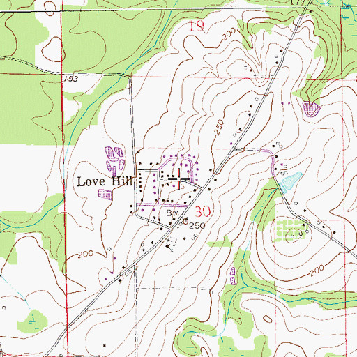 Topographic Map of Lovetown Volunteer Fire Department, AL