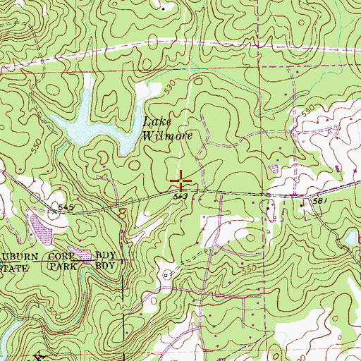 Topographic Map of Auburn Fire Department Station 3, AL
