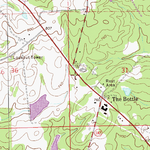 Topographic Map of Farmville Volunteer Fire Department Station 1, AL