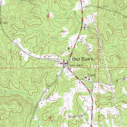 Topographic Map of Our Town - Willow Point Volunteer Fire Department, AL