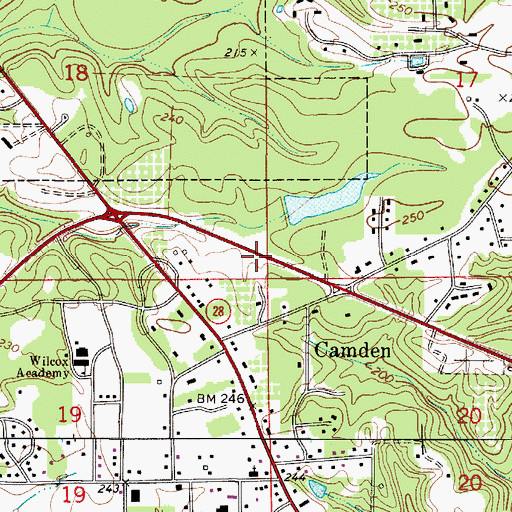 Topographic Map of Camden Volunteer Fire Department Station 2, AL