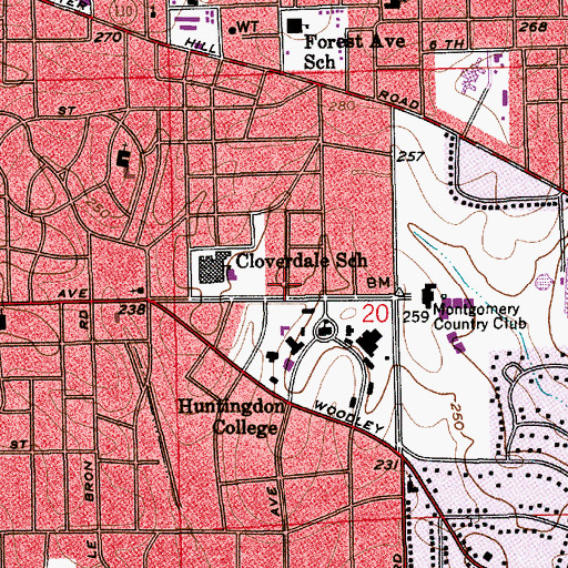 Topographic Map of Montgomery Fire and Rescue Department Station 7, AL