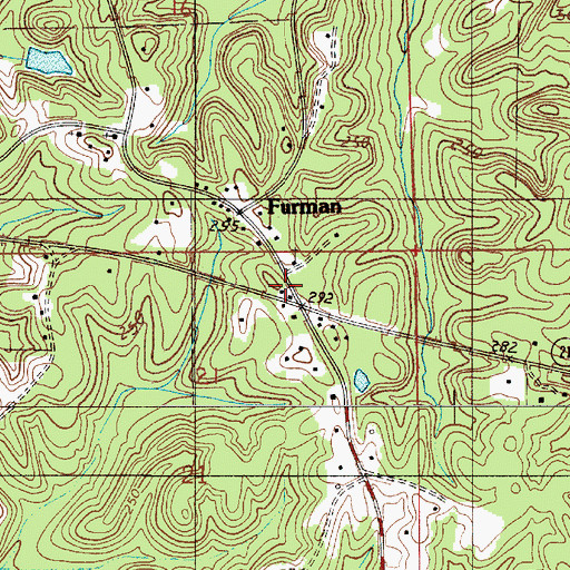 Topographic Map of Snowhill - Furman Volunteer Fire Department, AL