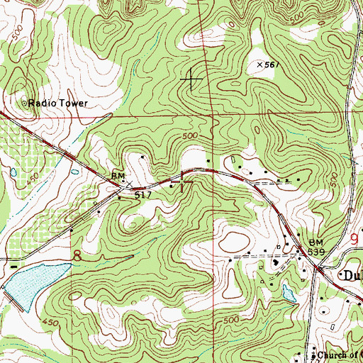 Topographic Map of South Montgomery County Volunteer Fire Department, AL