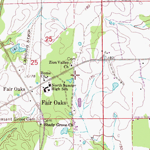 Topographic Map of Panola Volunteer Fire Department, AL