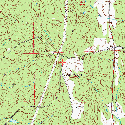 Topographic Map of Stillwaters Volunteer Fire and Rescue Station 1, AL