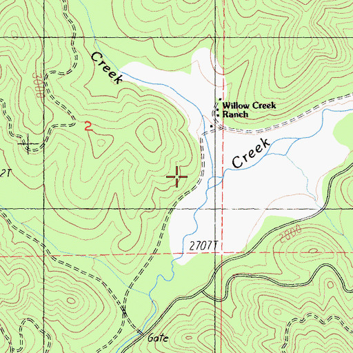 Topographic Map of Willow Creek, CA