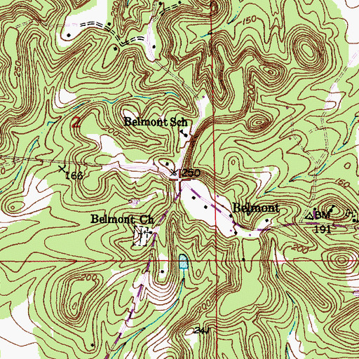 Topographic Map of Belmont Volunteer Fire Department, AL