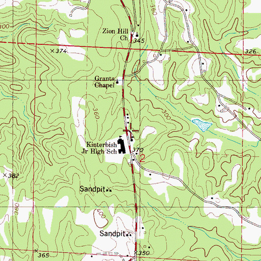 Topographic Map of Brunson Volunteer Fire Department, AL