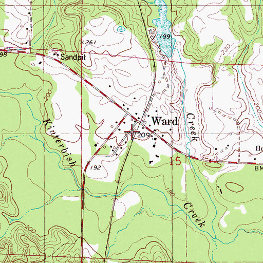 Topographic Map of Ward Volunteer Fire Department, AL
