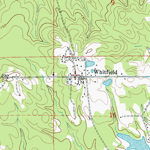 Topographic Map of Whitfield Volunteer Fire Department, AL
