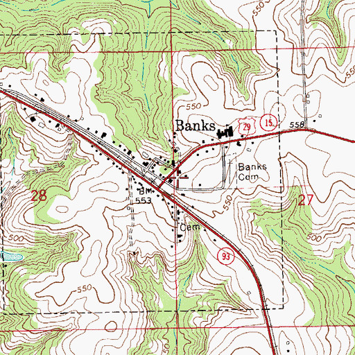 Topographic Map of Banks Volunteer Fire Department Station 1, AL