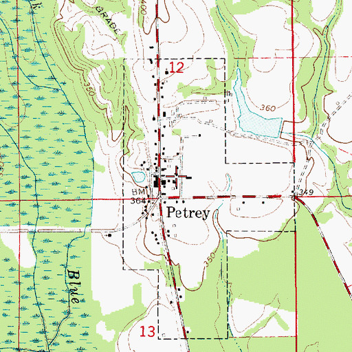 Topographic Map of Northeast Crensahw Volunteer Fire Department, AL