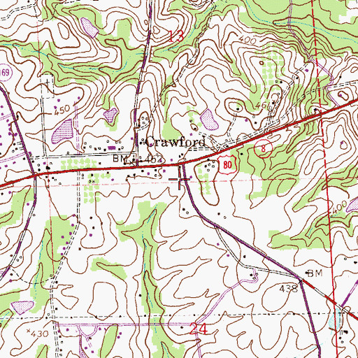 Topographic Map of Crawford Volunteer Fire Department, AL