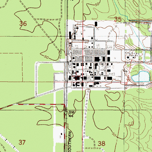 Topographic Map of BASF Ciba Specialty Chemicals Fire and Rescue, AL